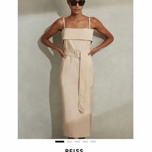 Reiss Beige Strappy Midi Dress